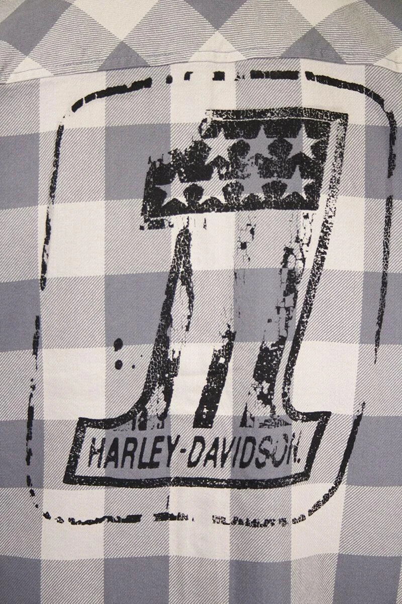 Harley Davidson Harley-Davidson Men's No. 1 Grey Cream Plaid L/S Woven Shirt (S40) 10 Harley Davidson Harley-Davidson Men's No. 1 Grey Cream Plaid L/S Woven Shirt (S40) - Image 8
