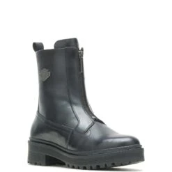 Harley Davidson Harley-Davidson Carney Front Zip D84785 Womens Black Leather Motorcycle Boots -Harley Davidson Shop HDW D84785 112321 F22 IMG8 03