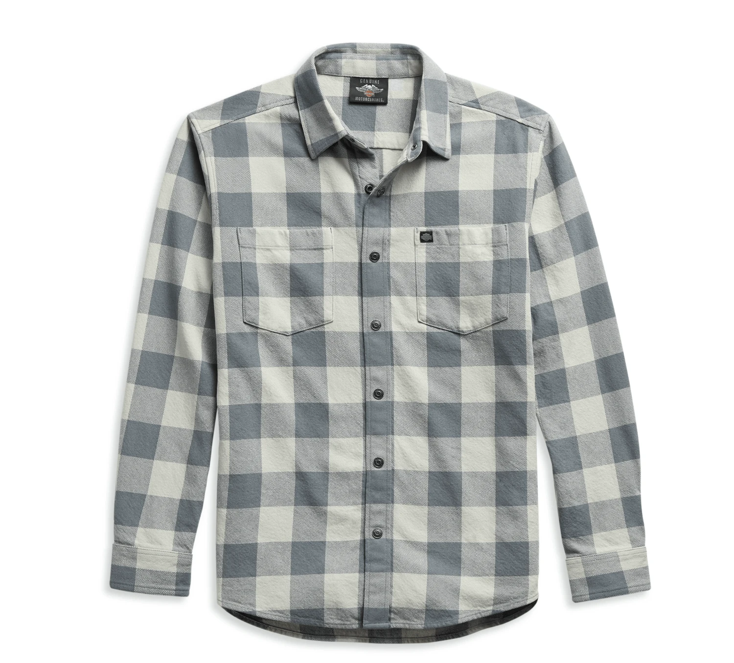 Harley Davidson Harley-Davidson Men's No. 1 Grey Cream Plaid L/S Woven Shirt (S40) 4 Harley Davidson Harley-Davidson Men's No. 1 Grey Cream Plaid L/S Woven Shirt (S40) - Image 2