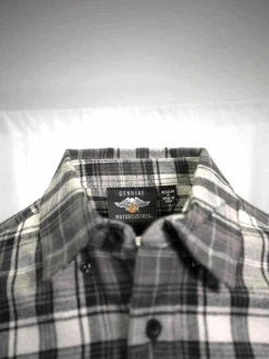 Harley Davidson Harley-Davidson Men's Grey White Plaid L/S Woven Shirt (S03) -Harley Davidson Shop HarleyDavidsonMen sGreyWhitePlaidLSWovenShirt S03 6
