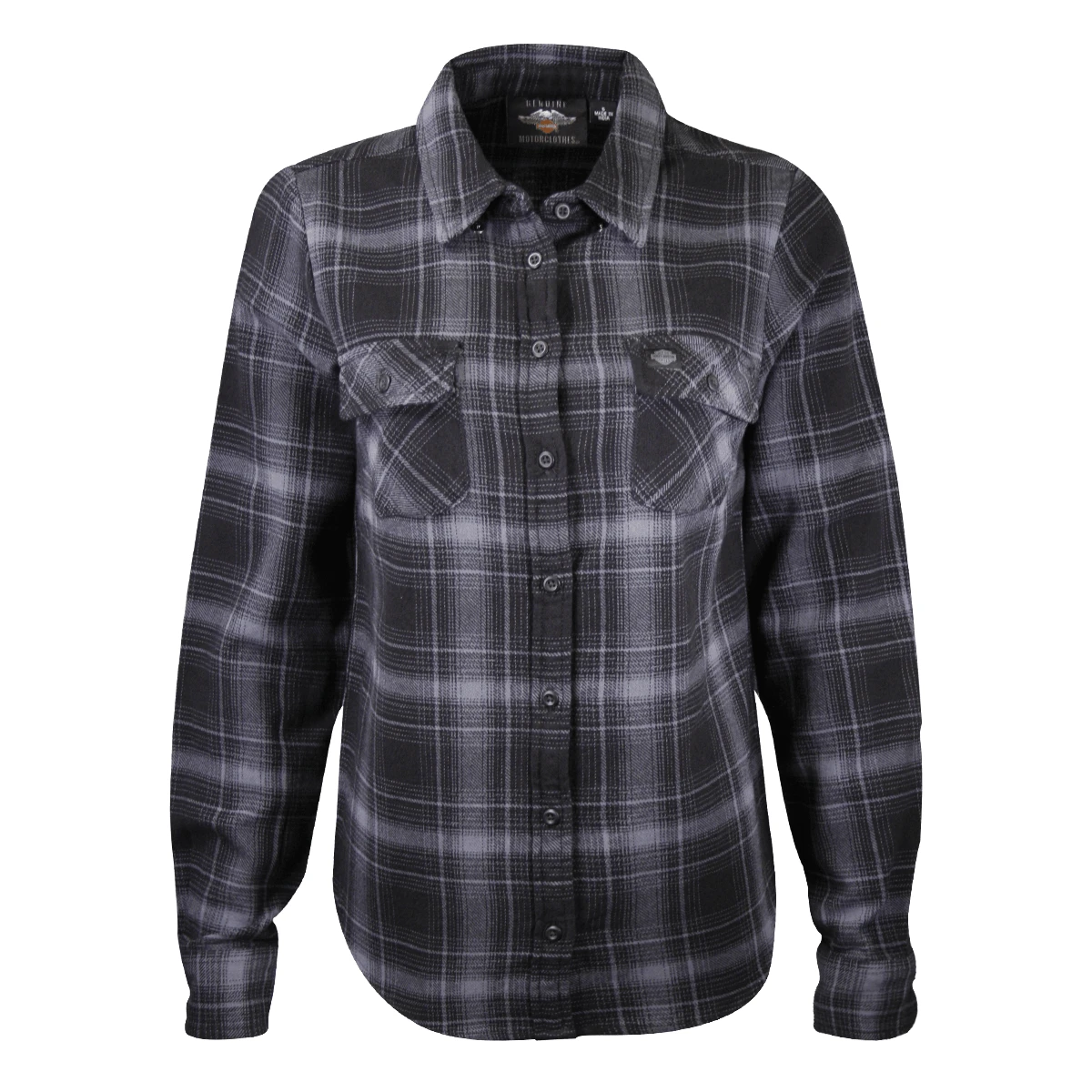 Harley Davidson Harley-Davidson Women's Black Blue Plaid L/S Woven Shirt 3 Harley Davidson Harley-Davidson Women's Black Blue Plaid L/S Woven Shirt
