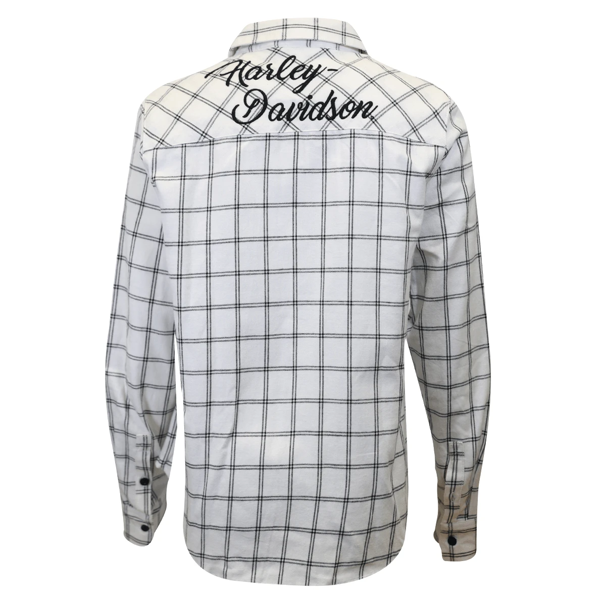 Harley Davidson Harley-Davidson Women's White Black Check L/S Woven Shirt (S02) 6 Harley Davidson Harley-Davidson Women's White Black Check L/S Woven Shirt (S02) - Image 4