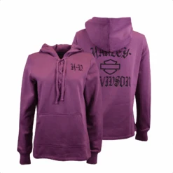 Harley Davidson Harley-Davidson Women's Hoodie Wood Violet Rebellious Laced Pullover (S06)
