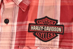 Harley Davidson Harley-Davidson Men's Shirt Red Orange Plaid Short Sleeve Woven (125) -Harley Davidson Shop acb27216 fad8 5822 9280 44c386904f4f