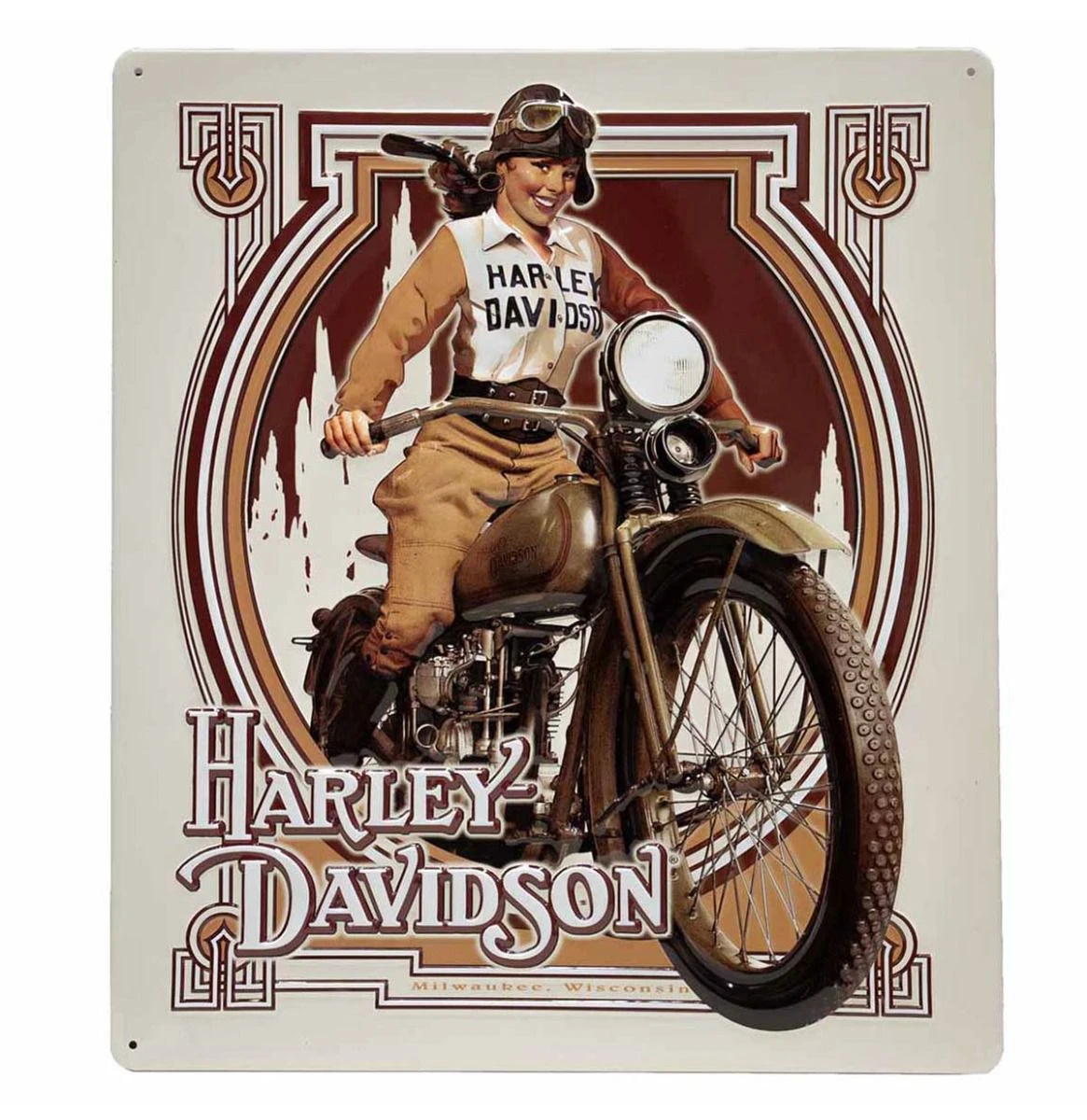 Harley Davidson Harley-Davidson Nouveau Babe Tin Sign - 33 X 38cm 3 Harley Davidson Harley-Davidson Nouveau Babe Tin Sign - 33 X 38cm