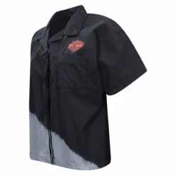 Harley Davidson Harley-Davidson Women's Black Diagonal Paint S/S Woven Shirt (S02) -Harley Davidson Shop b36820de b5fc 5cab 917f ad13b7fc759d