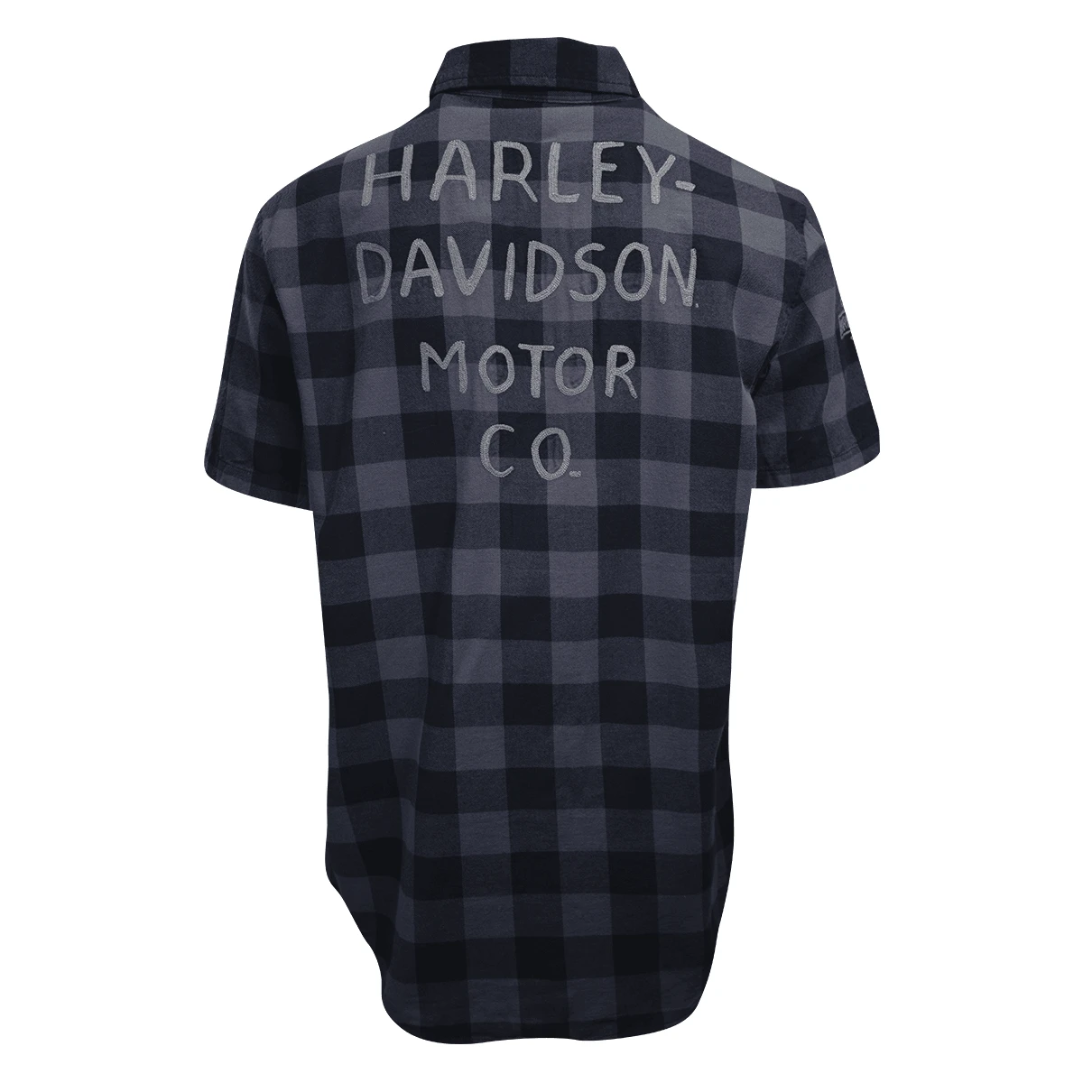 Harley Davidson Harley-Davidson Men's Navy Box Plaid S/S Woven Shirt (S04) 6 Harley Davidson Harley-Davidson Men's Navy Box Plaid S/S Woven Shirt (S04) - Image 4