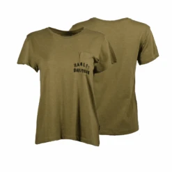 Harley Davidson Harley-Davidson Women's T-Shirt Olive Tour Of Duty Pocket Relaxed Fit Tee (S21) -Harley Davidson Shop c45cbfbe a639 59d1 aacb daa2722ed310