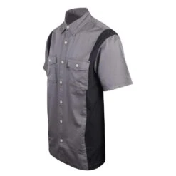 Harley Davidson Harley-Davidson Men's Grey Black Vertical Tone Staple S/S Woven Shirt (S37B) -Harley Davidson Shop c960704d 1332 5a19 806c a079cb204e6d