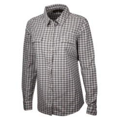 Harley Davidson Harley-Davidson Women's Grey Blue Plaid L/S Woven Shirt -Harley Davidson Shop cdbab283 bd71 5a8d bc9c ade3be18866d