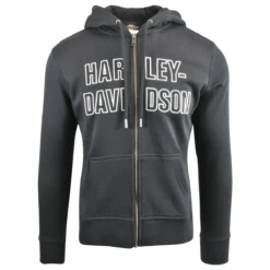 Harley Davidson Harley-Davidson Women's Hoodie Black White Block Text Full Zip (S07)