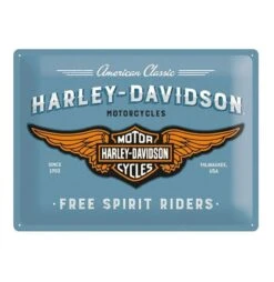 Tin Sign 'Harley Davidson Logo Blue' 30 X 40 Cm