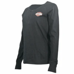 Harley Davidson Harley-Davidson Women's T-Shirt Iconic Zippered Round Neck Henley (S18) -Harley Davidson Shop d12117b3 fe47 5c78 bd1b e916543f987f