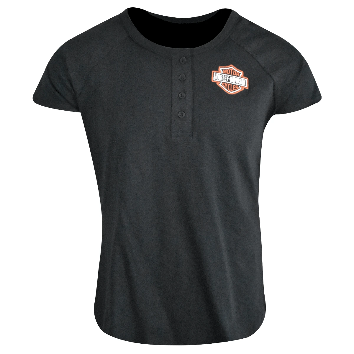Harley Davidson Harley-Davidson Women's T-Shirt Black 4 Button Henley (S24) 4 Harley Davidson Harley-Davidson Women's T-Shirt Black 4 Button Henley (S24) - Image 2