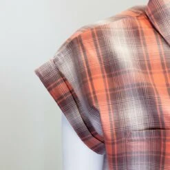 Harley Davidson Harley-Davidson Women's Red Orange Ombre Plaid S/S Woven Shirt Vest (S03) -Harley Davidson Shop d9f8dc57 f3c0 55a8 b24f 6268ddb882b8