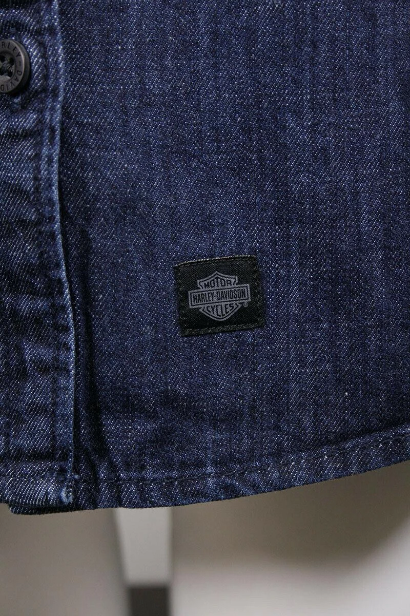 Harley Davidson Harley-Davidson Women's Navy Blue Denim L/S Woven Shirt (S03) 8 Harley Davidson Harley-Davidson Women's Navy Blue Denim L/S Woven Shirt (S03) - Image 6