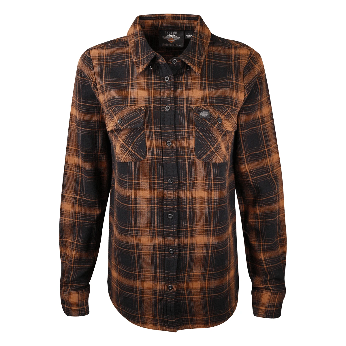 Harley Davidson Harley-Davidson Women's Brown Black Plaid L/S Woven Shirt 3 Harley Davidson Harley-Davidson Women's Brown Black Plaid L/S Woven Shirt
