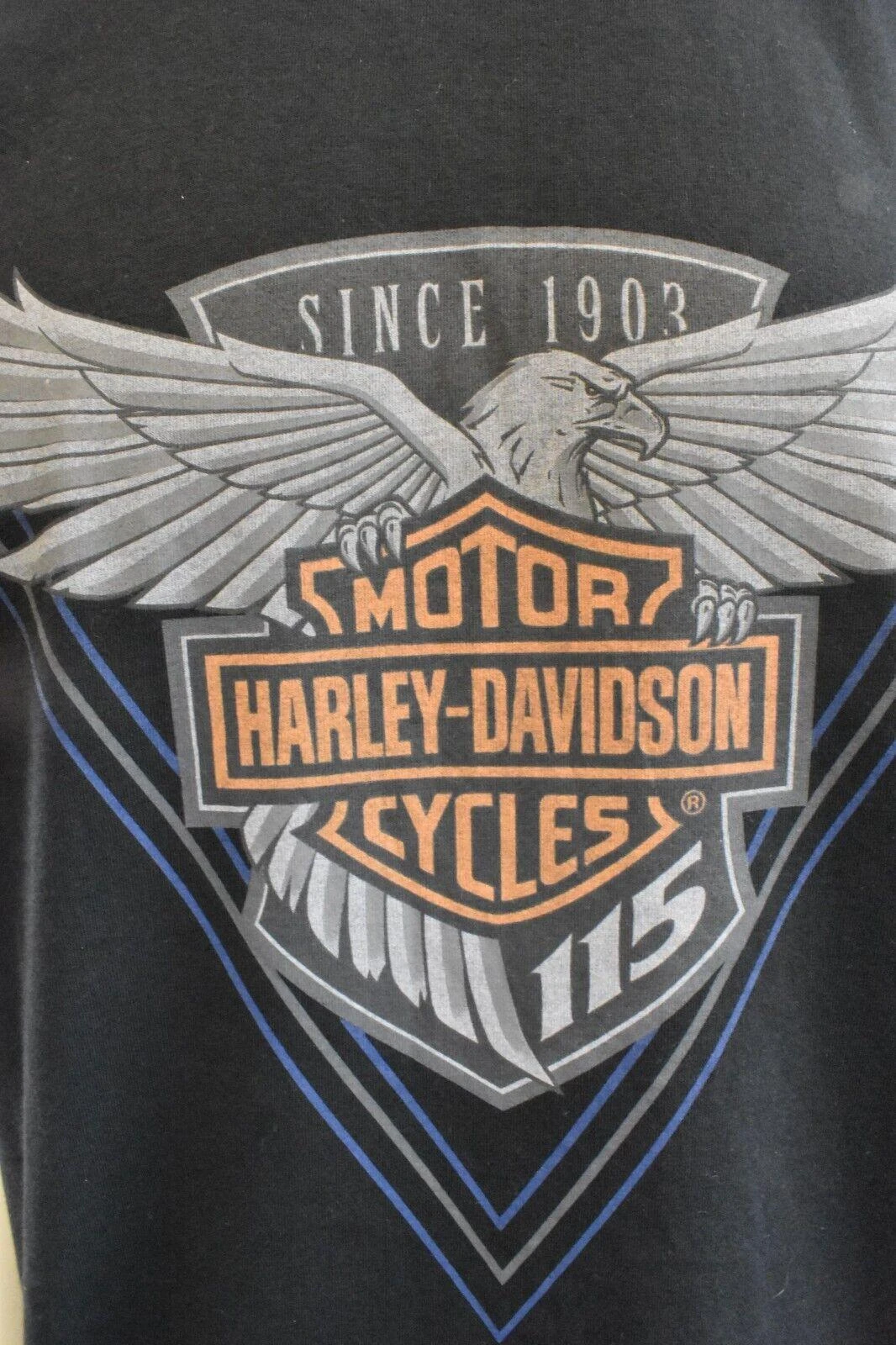 Harley Davidson Harley-Davidson Men's T-Shirt Eagle Wings 115th Anniversary Graphic (S76) 7 Harley Davidson Harley-Davidson Men's T-Shirt Eagle Wings 115th Anniversary Graphic (S76) - Image 5
