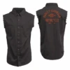 Harley Davidson Harley-Davidson Men's Brown Sturgis Racing Blowout Button Down Sleeveless Shirt -Harley Davidson Shop e50dc24f 162f 558d adca 1afbc510a6a1