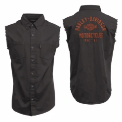 Harley Davidson Harley-Davidson Men's Brown Sturgis Racing Blowout Button Down Sleeveless Shirt