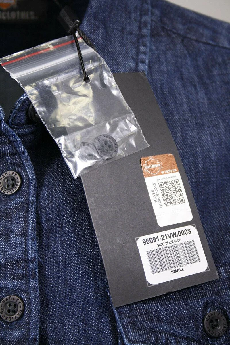Harley Davidson Harley-Davidson Women's Navy Blue Denim L/S Woven Shirt (S03) 11 Harley Davidson Harley-Davidson Women's Navy Blue Denim L/S Woven Shirt (S03) - Image 9