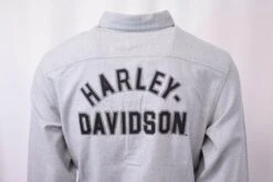 Harley Davidson Harley-Davidson Men's Slim Fit Light Grey L/S Woven 150 -Harley Davidson Shop e63495f4 603d 5378 8381 59fa41232571