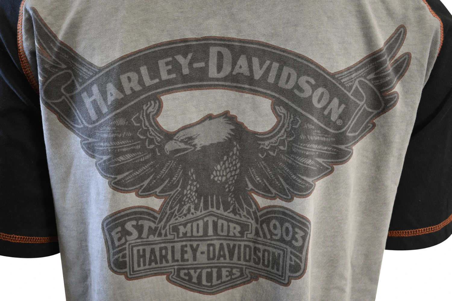 Harley Davidson Harley-Davidson Men's T-Shirt Grey Black Iron Bond Raglan Short Sleeve (S58) 10 Harley Davidson Harley-Davidson Men's T-Shirt Grey Black Iron Bond Raglan Short Sleeve (S58) - Image 8