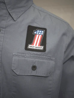 Harley Davidson Harley-Davidson Men's Blue #1 America L/S Woven Shirt (S09) -Harley Davidson Shop ea087bf8 a576 5147 81eb 6eb45d06f788