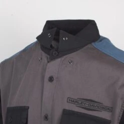 Harley Davidson Harley-Davidson Men's Grey Black Blue Est. 1903 Colorblock S/S Woven Shirt (S36) 13 Harley Davidson Harley-Davidson Men's Grey Black Blue Est. 1903 Colorblock S/S Woven Shirt (S36) -Harley Davidson Shop eb329124 068c 59a1 bde4 987134dc4cd4