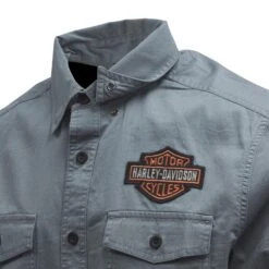 Harley Davidson Harley-Davidson Men's Stormy Weather Bar & Shield L/S Woven Shirt (S52A) -Harley Davidson Shop ebd93a78 b835 579f ab1e a33a9d7eb629