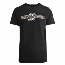 Harley Davidson Harley-Davidson Men's T-Shirt Black Birdseye View Motorcycle Graphic (S74)