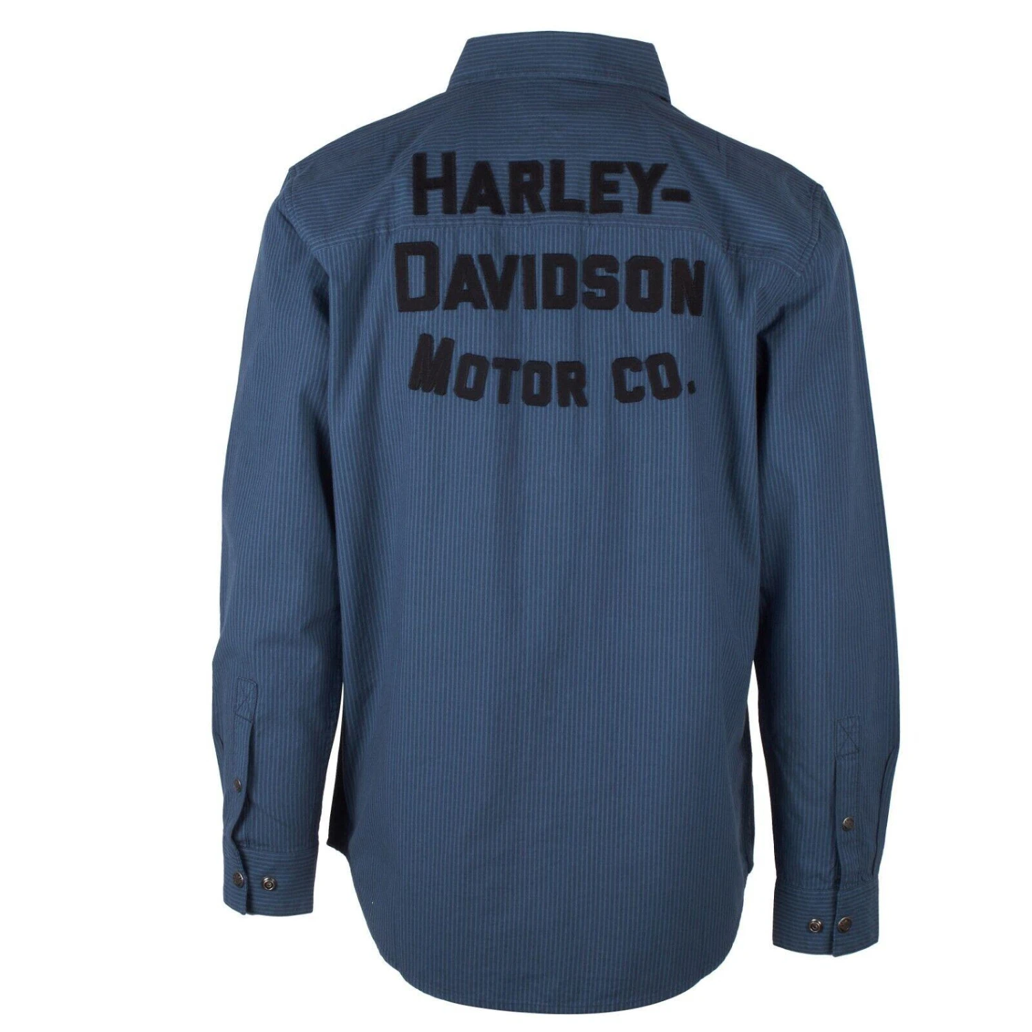 Harley Davidson Harley-Davidson Men's Blue Amplifier Railroad Snap Button L/S Woven Shirt (S44) 6 Harley Davidson Harley-Davidson Men's Blue Amplifier Railroad Snap Button L/S Woven Shirt (S44) - Image 4