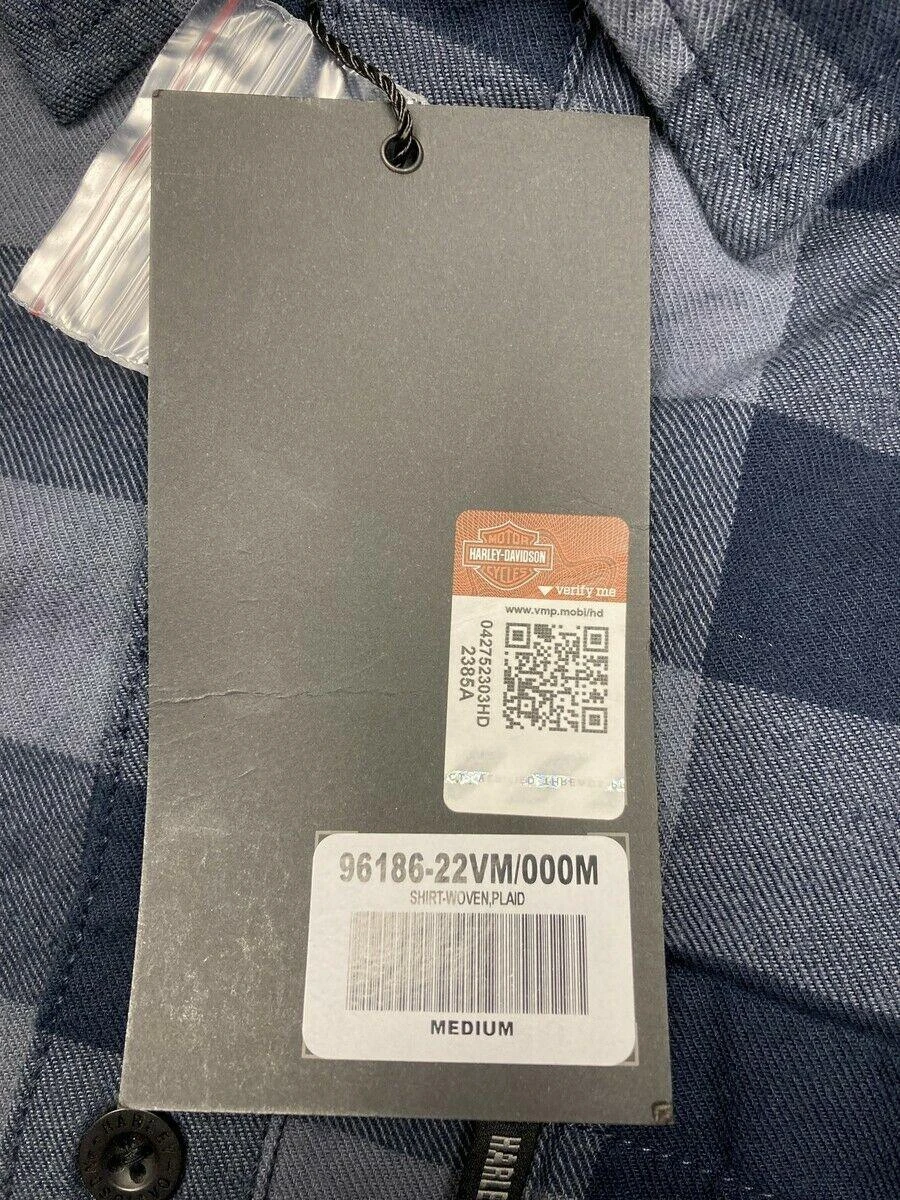 Harley Davidson Harley-Davidson Men's Navy Box Plaid S/S Woven Shirt (S04) 11 Harley Davidson Harley-Davidson Men's Navy Box Plaid S/S Woven Shirt (S04) - Image 9