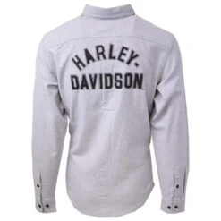 Harley Davidson Harley-Davidson Men's Slim Fit Light Grey L/S Woven 150 -Harley Davidson Shop fa4be0f4 e9e9 52b3 852e bc9618b2a803