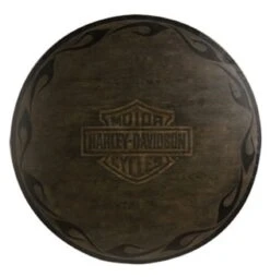 Harley Davidson Harley-Davidson Bar & Shield Flames Pub Table & Backrest Stool Set With Vintage Black Finish -Harley Davidson Shop hdl 13201 v 3 xxl