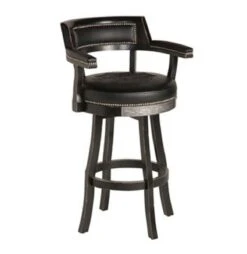 Harley Davidson Harley-Davidson Bar & Shield Flames Pub Table & Backrest Stool Set With Vintage Black Finish -Harley Davidson Shop hdl 13201 v 4 xxl