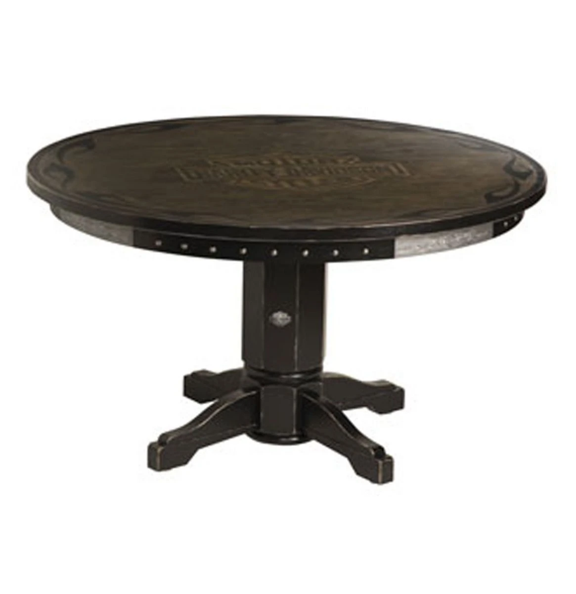 Harley Davidson Harley-Davidson Bar & Shield Flames Poker Table & Chairs Set With Vintage Black Finish 4 Harley Davidson Harley-Davidson Bar & Shield Flames Poker Table & Chairs Set With Vintage Black Finish - Image 2