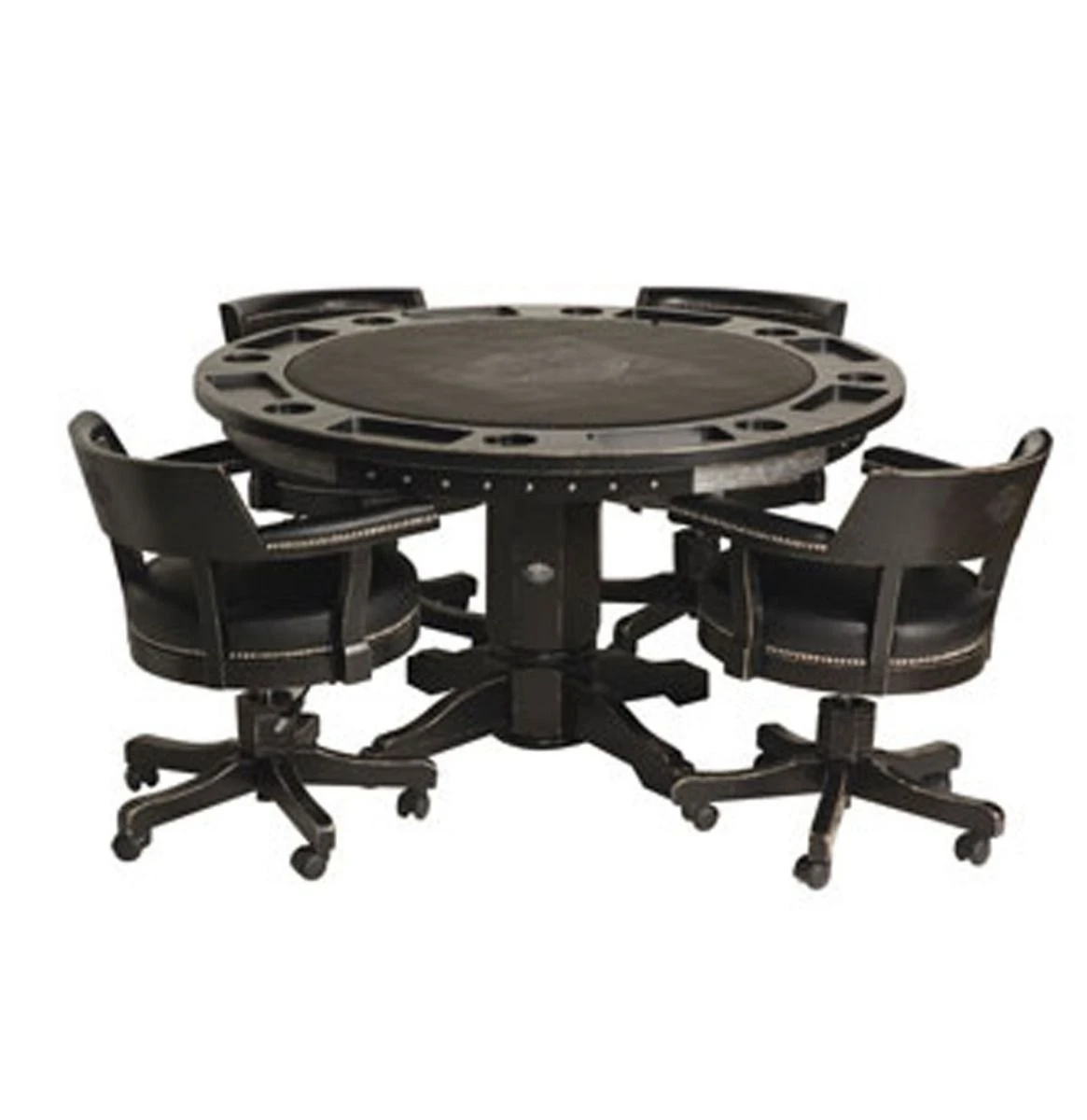 Harley Davidson Harley-Davidson Bar & Shield Flames Poker Table & Chairs Set With Vintage Black Finish 3 Harley Davidson Harley-Davidson Bar & Shield Flames Poker Table & Chairs Set With Vintage Black Finish