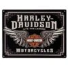 Harley Davidson Harley-Davidson Winged Bar & Shield Tin Embossed Sign - 30 X 40 Cm