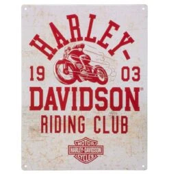 Harley Davidson Harley-Davidson Riding Club Tin Embossed Sign - 30 X 40 Cm