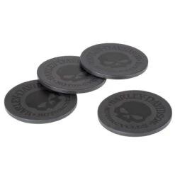 Harley Davidson Harley-Davidson Willie G Skull Stone Coaster Set, 4 Pack - Matte Black HDL-18590