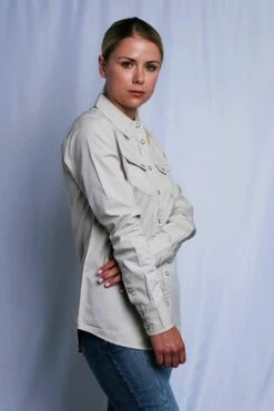 Harley Davidson Harley-Davidson Women's Beige 1903 L/S Woven Shirt (S17) -Harley Davidson Shop s l16003