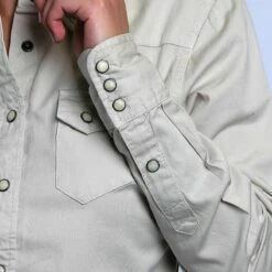 Harley Davidson Harley-Davidson Women's Beige 1903 L/S Woven Shirt (S17) -Harley Davidson Shop s l16006