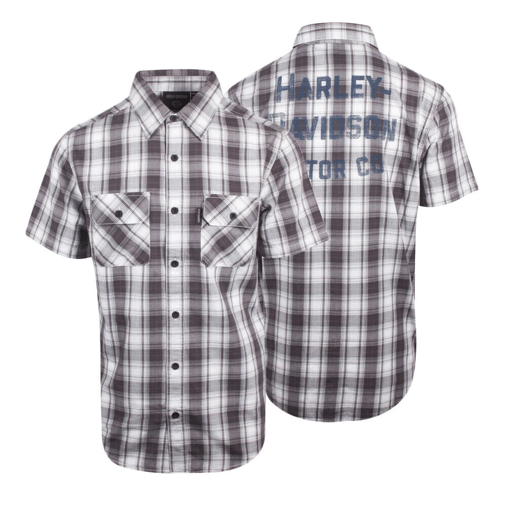 Harley Davidson Harley-Davidson Men's Purple White Plaid Amplifier S/S Woven Shirt (S34) 3 Harley Davidson Harley-Davidson Men's Purple White Plaid Amplifier S/S Woven Shirt (S34)