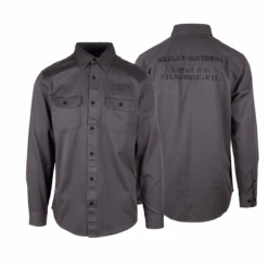 Harley Davidson Harley-Davidson Men's Steel Blue Stencil L/S Woven Shirt (S46)