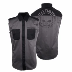 Harley Davidson Harley-Davidson Men's Willie G Skull Blowout Button Down Sleeveless Vest